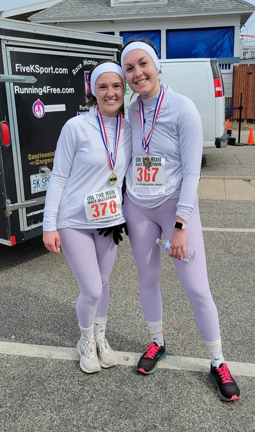 Two Women in Front of Trailer